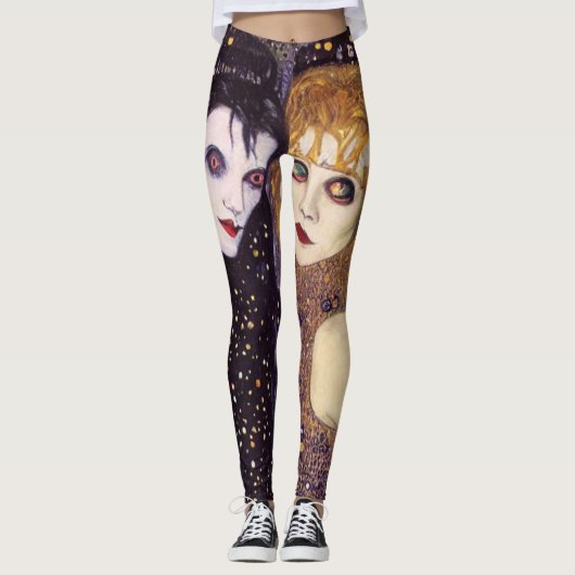 Vampire und Hexe zu Halloween Leggings (Vorderseite)