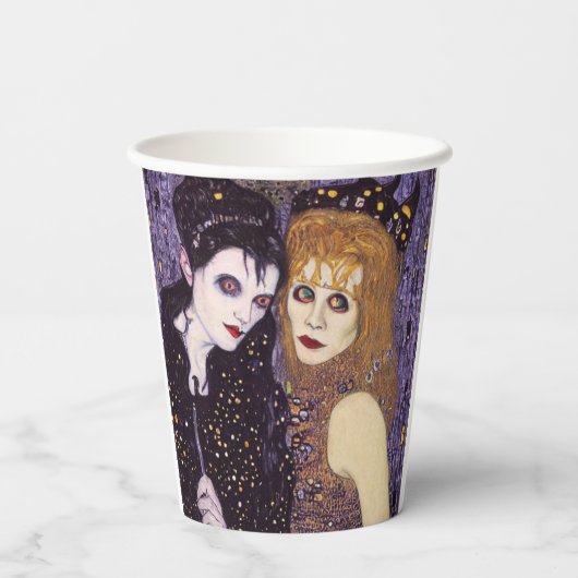 Vampire und Hexe zu Halloween Pappbecher (Rückseite)