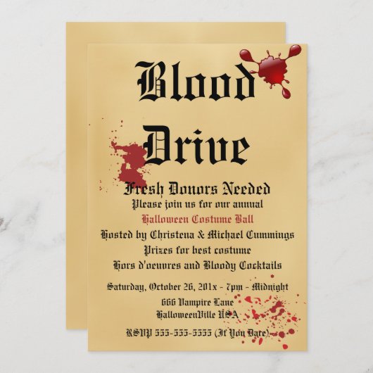 Vampire Vampire Halloween-Party Einladung (Vorne/Hinten)
