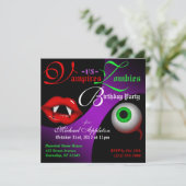 Vampire vs Zombies Halloween Einladungen (Stehend Vorderseite)