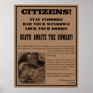 Vampire Warning Poster. Halloween-Party. Poster