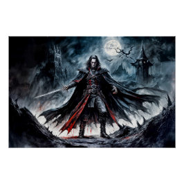 Vampire Warrior in den Ruinen von Moonlit Poster