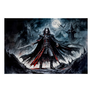 Vampire Warrior in den Ruinen von Moonlit Poster