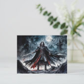 Vampire Warrior in den Ruinen von Moonlit Postkarte (Stehend Vorderseite)