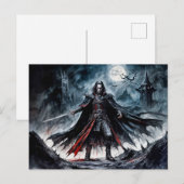 Vampire Warrior in den Ruinen von Moonlit Postkarte (Vorne/Hinten)