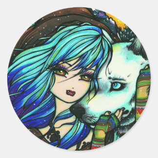 Vampire White Wolf Fantasy Faidies Comic Art Runder Aufkleber