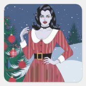 Vampire Woman Christmas Quadratischer Aufkleber (Vorderseite)