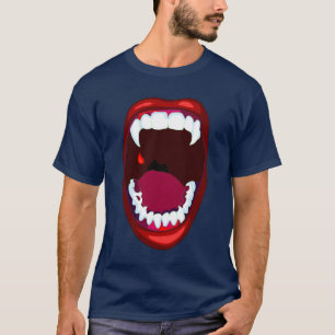 Vampire-Zahn-Horror-Show-Dämon-Reißzahn-rotes Lila T-Shirt