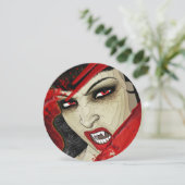 Vampiregesichtshalloween-Geburtstags-Party Einladung (Stehend Vorderseite)