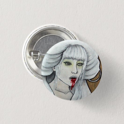 Vampiremädchen - Hematemesis - dunkle Horrorkunst Button (Vorne & Hinten)