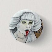Vampiremädchen - Hematemesis - dunkle Horrorkunst Button (Vorderseite)
