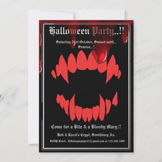 Vampires Bite Halloween-Party Einladung (Vorderseite)