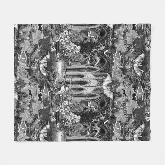 Vampire's Crypt Graves Skulls Fledermäuse Gotische Fleecedecke (Vorderseite (Horizontal))