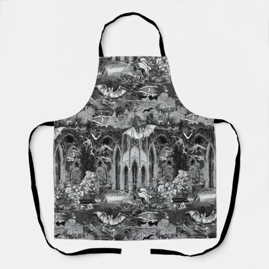 Vampire's Crypt Graves Skulls Fledermäuse Gotische Schürze (Vorderseite)