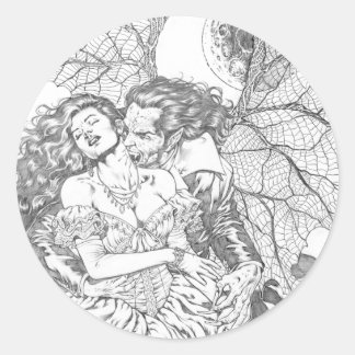 Vampire's Kiss von Al Rio - Vampire und Frauen Kun Runder Aufkleber