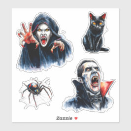 Vampiress und Vampire Halloween Gothic Cat Spider Aufkleber