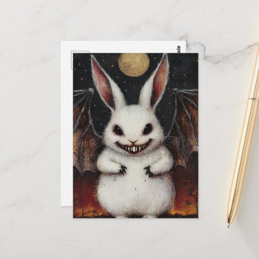 Vampirfledermaus Kaninchen Postkarte (Vorderseite/Rückseite Beispiel)