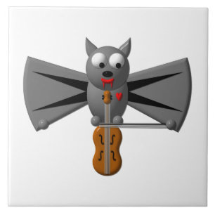 Vampirfledermaus spielt Geige Fliese
