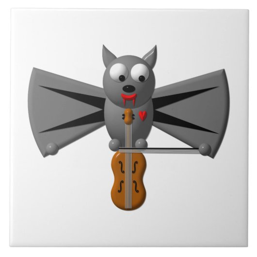 Vampirfledermaus spielt Geige Fliese (Vorderseite)