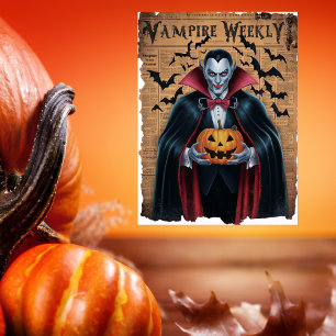 Vampirfledermäuse im Vintage-Stil Halloween-Zeitun Poster