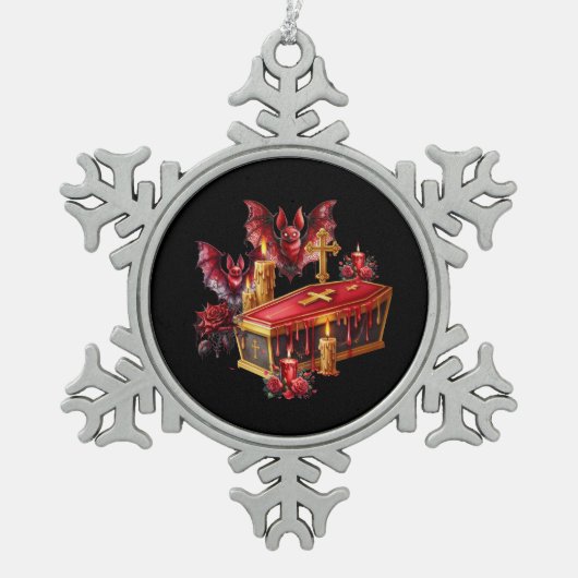 Vampirfledermäuse Schneeflocken Zinn-Ornament (Vorderseite)