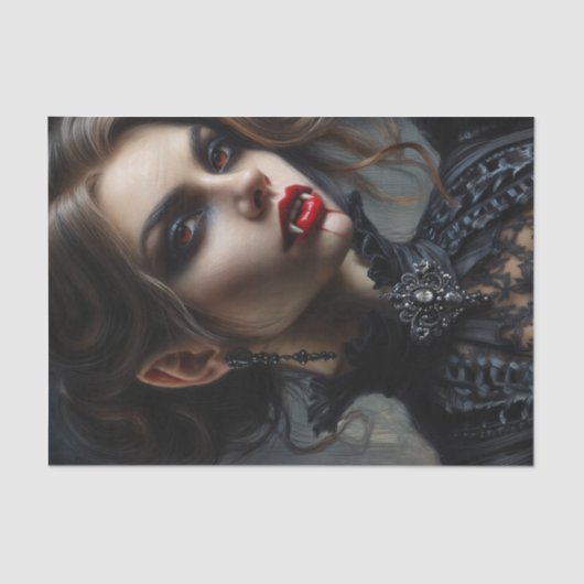 Vampirfrau mit Fangs Gothic Seidenpapier (Vorderseite)