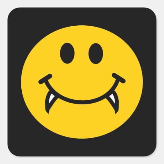 Vampirgesicht mit Fangzähnen Quadratischer Aufkleber (Vorderseite)