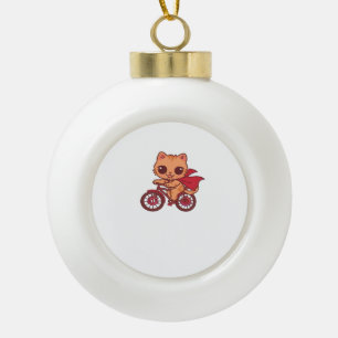 Vampirkatze zu Halloween-Radtour - Niedliche Spook Keramik Kugel-Ornament