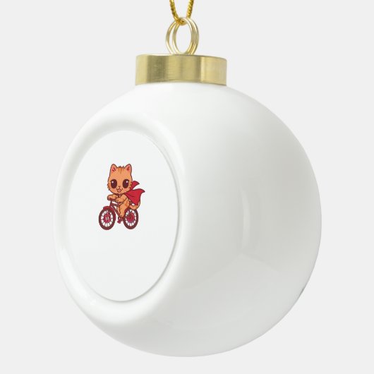 Vampirkatze zu Halloween-Radtour - Niedliche Spook Keramik Kugel-Ornament (Rechts)