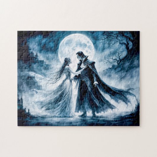 Vampirliebe unter mondbeschienenem Himmel Puzzle (Horizontal)