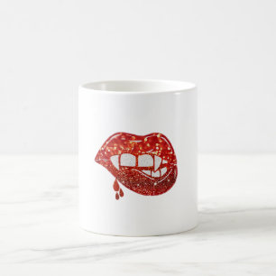 Vampirlippen bei Imitaten Glitzer mit Tropf Kaffeetasse