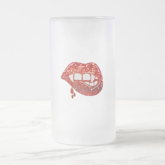 Vampirlippen bei Imitaten Glitzer mit Tropf Mattglas Bierglas (Mittel)