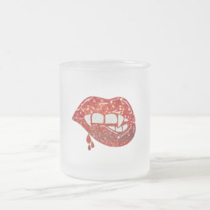 Vampirlippen bei Imitaten Glitzer mit Tropf Mattglastasse