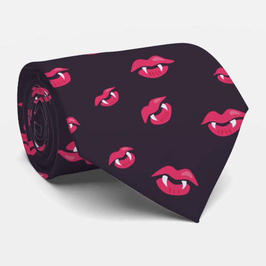 Vampirlippen und Fangmuster Krawatte (Gerollt)