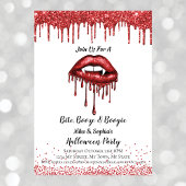 Vampirrote Glitzer Lippen Halloween-Party weiß Einladung