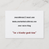 Vampirs-blutige Handdruck-Visitenkarte Visitenkarte (Rückseite)