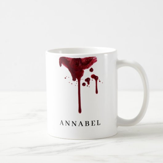 Vampirs dunkelroter Lipstick-Fleck mit Blut Kaffeetasse (Rechts)