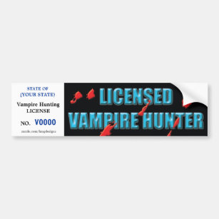 Vampirs-Jagdschein mit Blutspritzen Autoaufkleber