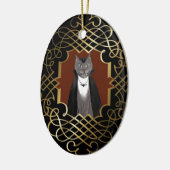 Vampirs-Miezekatze-Porträt-Verzierung Keramik Ornament (Links)