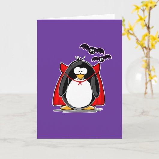 Vampirs-Pinguin Karte (Gelbe Blume)