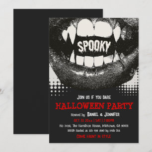 Vampirzahn Gruselige Halloween-Party Blutrot Einladung