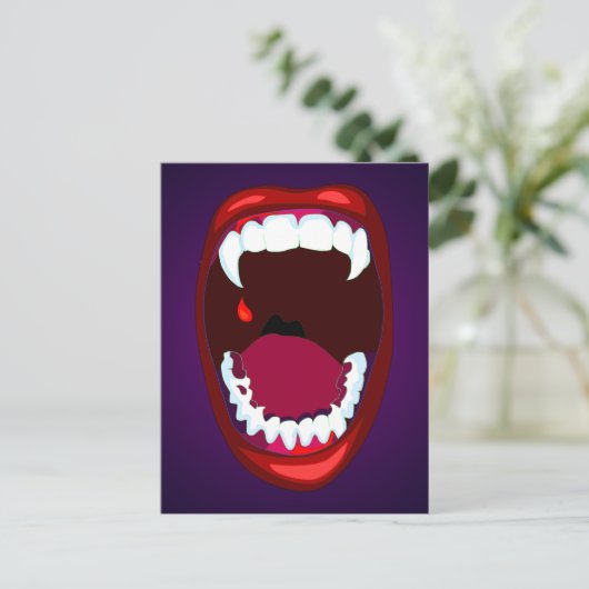 Vampirzähne Horror Monster Fanggeräte Lila aufzeig Postkarte (Stehend Vorderseite)