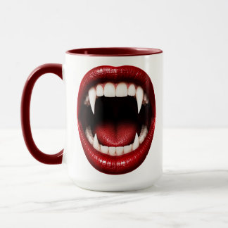 Vampirzähne Rote Lippen Offener Mund Halloween Tasse