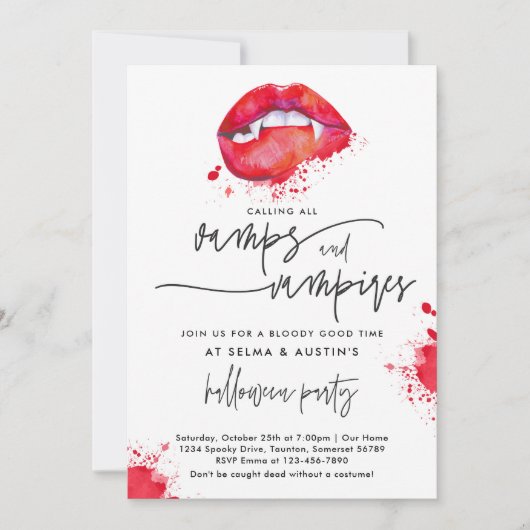 Vamps and Vampires Halloween Cocktail Party Soiree Einladung (Vorderseite)