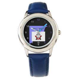 Vamptastic Halloween Kids Blue Leather Strap Watch Armbanduhr