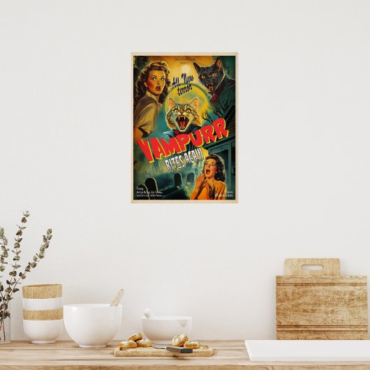 Vampurr Bites Wieder - Retro-Horror-Poster Poster (Küche)
