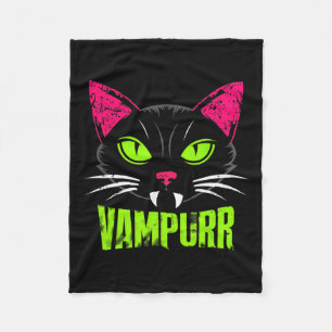 Vampurr Cat Black Cat Halloween Spooky Vampire Fleecedecke