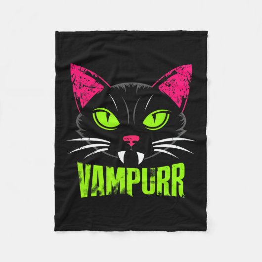 Vampurr Cat Black Cat Halloween Spooky Vampire Fleecedecke (Vorderseite)