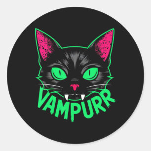 Vampurr Cat Vampire Kitty Halloween Katzen Spooky  Runder Aufkleber