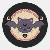 Vampurr Creepy Niedlich Halloween Runder Aufkleber (Vorderseite)